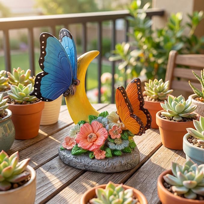 Rempry Solar Garden Butterfly Statue Decor for Yard Lawn Patio Outdoor, Unique Thanksgiving Anniversary Housewarming Decoration Gifts for Mom Grandma Women