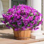 Fake Bougainvillea Artificial Flowers for Outdoors Spring Summer Decor, 4PCS Bougainvillea Outdoor Faux Plants Realistic Silk Flowers for Outside UV Resistant for Planter Patio Window Garden, Purple