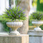 Sggvecsy 24 Bundles Artificial Plants Outdoor Faux Lavender Flowers Fake Monkey Grass UV Resistant Plastic Greenery Plants for Garden Home Porch Window Patio Hanging Planter Indoor Decor (Purple)
