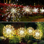 JJGoo Solar Firework Lights, 2 Pack 120 LEDs 2 Lighting Modes Solar Garden Lights Outdoor Waterproof for Yard Patio Walkway Pathway Party Wedding Christmas Decorative - Mixed Color