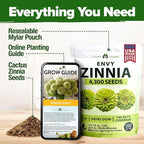 HOME GROWN Envy Zinnia Seeds (1g) – 4300 Rare Lime Green Annual Zinnia Flower Seeds for Planting, Fast-Growing Bulk Variety, Premium Herb Seeds Garden Companion for 2026 Blooms (Zinnia elegans)