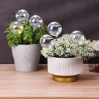 [6 PCS] Light Iridescent Rainbow Gradient Color Clear Glass Self-Watering System Spikes, Automatic Plant Waterer Bulbs