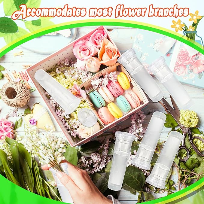 33 Pcs 60 ml Large Floral Water Tubes with 3 Rack Holder Set Transparent Single Flower Stem Water Tubes for Milkweed Cuttings Flower Arrangements