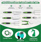Gardening Tools 10-Piece, Heavy Duty Garden Tool Set with Fashion and Durable Garden Tools Organizer Handbag, Rust-Proof Gardening Hand Tools Weeding Kit, Ideal Gardening Gifts for Women