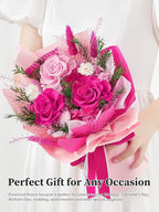 Preserved Flowers Bouquet, Forever Flowers for Delivery, Mothers Day Long-Lasting Real Roses Bouquet, Anniversary Birthday Flowers Gifts for Mom Grandma Women Wife Her (Hot Pink)
