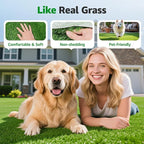 Realistic Artificial Grass Turf Indoor Outdoor: Fake Grass Turf with Drainage Holes, Pet-Friendly Dog Grass Mat, Perfect for Garden Lawn Balcony Patio Backyard Landscape Decoration, 3.2FT x6.5FT
