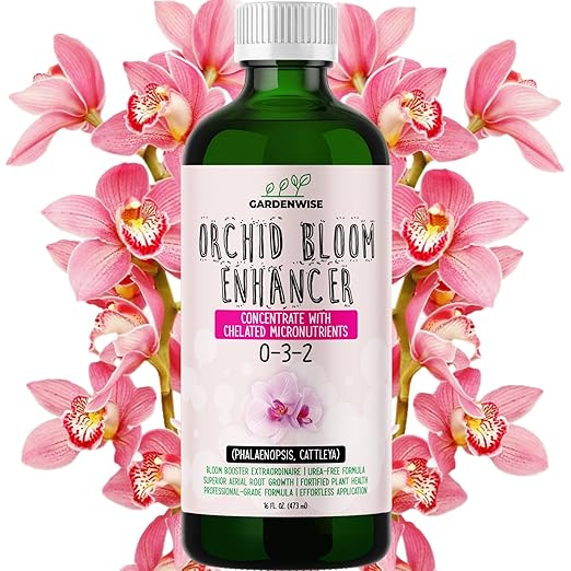 GARDENWISE 0-3-2 Giant Bloom: Orchid Bloom Enhancer - Orchid Bloom Booster - Orchid Food Fertilizer Concentrate - Chelated Nutrients for Healthy Flower & Reblooms (16 OZ)