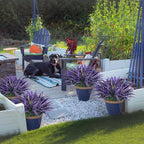 Ouddy Decor 20 Pcs Fake Outdoor Plants Artificial Grass Greenery Stems Faux Plastic Plants UV Resistant for Spring Summer Indoor Outside Garden Hanging Planter Porch Window Box Home Decor, Purple