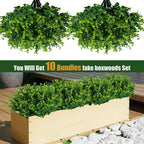 Lnoicy Artificial Greenery Plants Outdoor UV Resistant Fake Plants Boxwood Shrubs Grass,10 Bundles for Farmhouse Home Garden Office Patio Backyard Wedding and Indoor Outdoor Decoration