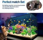 CousDUoBe Fish Broken Barrel Decor Fish Tank Decorations Betta Fish Tank Accessories,Starfish Barrel x 1pc, Aquarium Plants x 11pcs