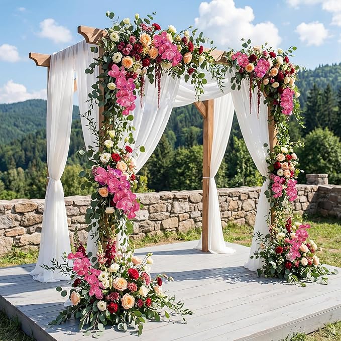 Orchid Artificial Flowers 6PCS Fake Silk Orchids Faux Orchid Stems Phalaenopsis Branches for Wedding Bouquet Home Party Garden Outdoor Decoration(Hot Pink)