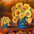 Freshcut Paper Pop Up Cards, Mini Sunflowers (Set of 2), 6 Inch Mini Sized Forever Flower Bouquet 3D Popup Greeting Card, Birthday Cards, Thank You Card, Blank Notecard & Envelope