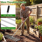 Goplus Lawn Leveling Rake, 30" x 10" Heavy Duty Level Lawn Tool w/ Ergonomic Handle for Soil, Effort-Saving Landscape Rake for Garden, Backyard, Golf Course, Farm, Pasture (Sliver)