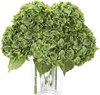 Coferset Dark Green Hydrangea Artificial Flowers 3pcs Lifelike Faux Hydrangea Real Touch Fake Flowers for Home Wedding Office Party Living Room Decoration,22inch