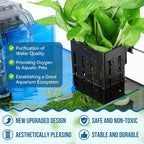 Borlech Upgraded Large Aquarium Plant Holder with Hooks and Suction Cups for Fish Tank Aquaponic Plant Cultivation and Aquascape Decorations (Black)