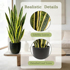 Fake Snake Plant, 35" Artificial Potted Plant with Black Pot, Realistic Faux Plant for Home Decor, Low Maintenance No Watering Needed for Desk Corner Office & Pet Areas