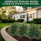 2 Pack Artificial Cedar Topiary Trees with Ground Spike, Fake Pine Shrubs Bushes, UV Resistant Faux Evergreen Cypress Tree Plants for Indoor Outdoor Planters Front Porch