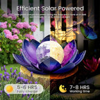 Huaxu Solar Lights Outdoor Decor, Purple Lotus Flower Light, Waterproof LED Crackle Globe Glass Lamp for Garden, Patio, Yard, Porch, Pathway, Ground, Tabletop Gifts for Mom,Women