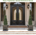 4ft Artificial Boxwood Topiary Trees (Set of 2) - UV Resistant Faux Plants Outdoor, Realistic 48in Fake Potted Bushes and Shrubs for Front Porch, Planter, Patio, Evergreen