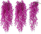 RECUTMS Fake Hanging Plants Artificial Ivy Leaf Faux Vine Plants Outdoor Artificial Hanging Plants Fake Plant Wall Decor Indoor UV Resistant Plants Home Room Decoration(Pure Fuchsia)