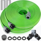 Heavy Duty Sprinkler Soaker Hose 50 FT, Flat Garden Hose with Holes, Efficient Flexible Irrigation Hose for Yard, Lawn and Garden, Includes Stakes (25FT x 2Pack)