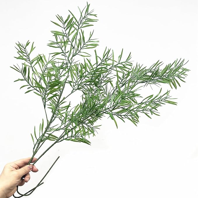 Artificial Plants Fake Plant Simulation Bamboo Leaf Tall 31 Inch, Faux Reed Plastic Leaves Faux Greenery Bushes Flexible Branches Stems for Indoor Outdoor Decor Wedding Party DIY Decoration - 2 Pack