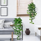 Artificial Hanging Plants with White Pots –2 Pack Fake Pothos Potted Plants Faux Ivy Vines 31.5‘’, Realistic Greenery Hanging Fakeplants Indoor for Home Decor, Bedroom, Bathroom, Office, Living Room