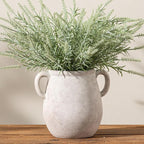 Ceramic Flower Vase Home Decor - 7.1 Inch White Rustic Table Flowers Vases Living Room Bedroom Plant Decoration Modern Farmhouse Vintage for Kitchen Shelf Office Coffee Dining Desk House Women