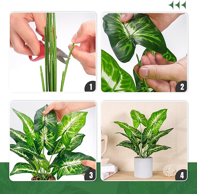 16" Small Fake Plants Artificial Tropical Faux Plants Indoor for Office Desk Shelf Bathroom Home Decor