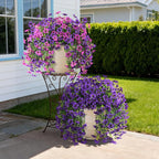 Artificial Hanging Baskets Outdoor, 4 Bundles Artificial Hanging Flowers Outdoors Spring Summer Decoration, No Fade Realistic Fake Hanging Baskets for Porch Patio Balcony Home Yard Decor