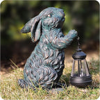 Solar Garden Outdoor Decor Bunny Statues,Figurine Decorations Rabbit for Yard Patio Lawn Balcony Ornament, Home Houses Holiday Lighting, Unique Housewarming Gifts for Mom Grandma Women Wife Sister