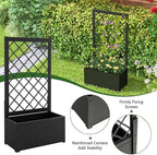 Giantex 44" Metal Raised Garden Bed with Trellis, Elevated Vertical Planter with Garden Trellis for Vine Plant Flower Climbing, Indoor & Outdoor Use Plant Box for Yard Garden Balcony