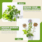 H&D HYALINE & DORA 3 Pcs Crystal Sunflower Suncatchers with 13'' Gold Trellis Metal Plant Stake for Indoor Outdoor Garden Potted Plants Decorations Plant Lover Gift(Ab, Red, Amber)