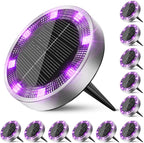 Peasur Solar Ground Lights Outdoor, 12 Pack Flat Solar Powered Disc Lights, IP68 Waterproof, Anti-Rust, Landscape Lighting for Pathway Garden Yard Lawn Walkway Landscape Driveway, Purple