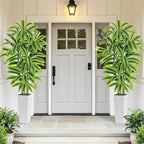 Artificial Yellow Dracaena Tree - 7FT Tall Fake Plants with White Tall Planter - Artificial Plants Indoor Floor Plant in Pot - Large Tropical Fake Yucca Potted Tree for Home Office Living Room Decor