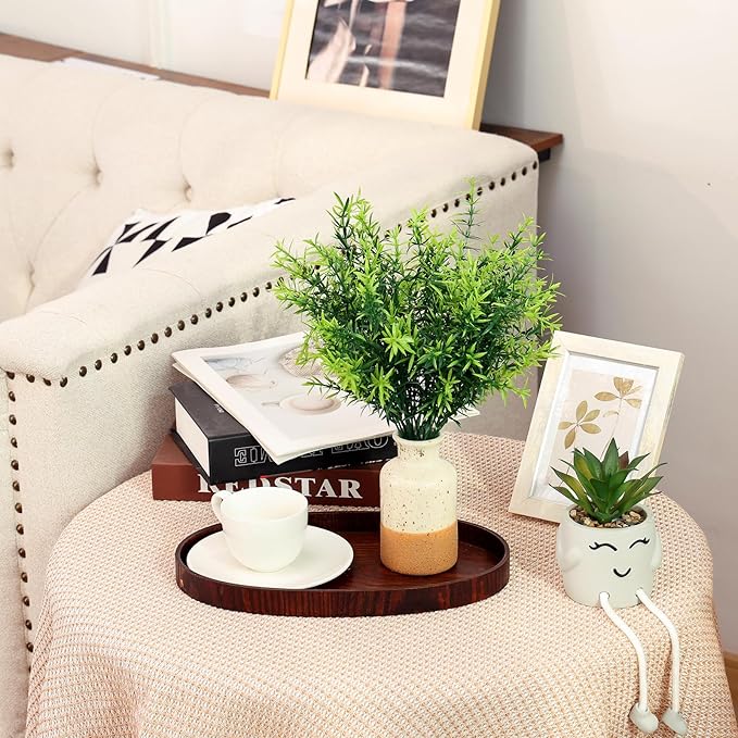 CEWOR 12 Bundles Artificial Plants Greenery Outdoor UV Resistant Faux Grass Shrubs Fake Rosemary for Wedding Decoration Farmhouse Garden Porch Window Patio Planter Indoor