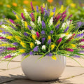 N&T NIETING 20 Bundles Artificial Plants Outdoor Fake Monkey Grass with Flowers for Pot Garden Verandah Decor Plastic Greenery for Window Office Patio Hanging Planter Pathway Front Porch (Mix color 2)