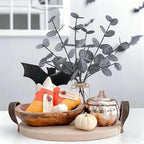 Artificial Eucalyptus Stems in Glass Vase with Faux Water Halloween Decor, 14” Fake Plants for Home Decor Table Centerpieces Office Bathroom Faux Plants Indoor Black Decorations