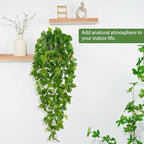 Waipfaru Fake Hanging Plants, 2pcs Artificial Potted Plant, Faux Ivy Pothos Vines Greenery for Wall Home Bedroom Living Room Aesthetic Kitchen Office Aesthetic Kitchen Indoor Outdoor Decor