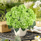 AGIRL 3 Bundles Green Artificial Hydrangea Flowers for Outdoors, UV Resistant Lifelike Faux Flowers for Spring Indoor Outdoor Garden Patio Porch Balcony Home Decoration Wedding Party Centerpieces