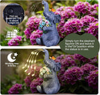 Solar Garden Elephant, Lights Watering Decor, Animal Statue Outdoor, Fairy Garden Accessories,Patio,Yard,Balcony Decorations, Lawn Ornament, Housewarming, Birthday,Mothers Day Mom Gifts