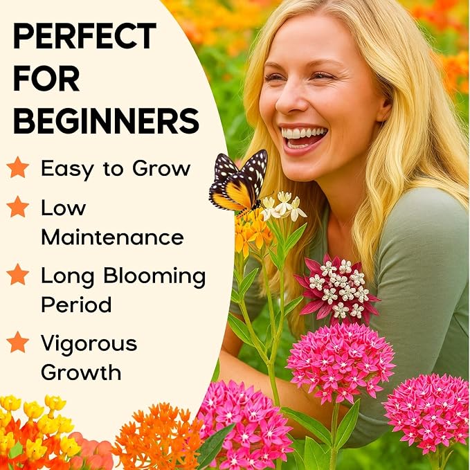 720+Mix Milkweed Seeds for Monarch Butterflies - 6 Individual Varieties Perennial Wildflower Colorful Pollinator Garden (Each pack120+ Seeds)., Easy to Grow for Backyard & More (Mix Milkweed Seeds)