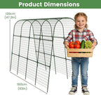 Cucumber Trellis, Metal Garden Arch Trellis for Raised Bed, 63 x 48inch U-Shape Garden Trellis for Climbing Plants Outdoor, Vegetables Fruit Plant Support with Netting, Gardening Supplies (Green)