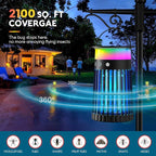 Solar Bug Zapper Outdoor, 5-in-1 Mosquito Zapper 4200V w/Flame Light & RGB Mode, Waterproof Portable Fly Zapper, Electric Cordless Fly Insect Mosquitoes Trap Killer for Patio Yard Camping RV Indoor
