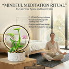 Qingyinge 15‘’H Green Small Water Fountain Indoor, Metal LED Light Relaxation Tabletop Fountain, for Meditation Yoga Spa Room Decor.