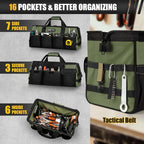 UUP Heavy Duty Tool Bag 20-Inch, Extra Large 16-Pocket Portable Empty Tool Box Organizer Storage, Toolbox Organization, Soft Handle Carrying Toolbag with Zipper, Father Dad Men Mechanic Birthday Gift