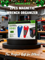 SWANLAKE Magnetic Wrench Organizer Toolbox Holder, 2-Pack SAE (1/4'' to 1-1/16''), Metric (6mm to 27mm) Ratchet Wrench Organizers, Total Hold 30 Slots Wrench Holders for Tool Box