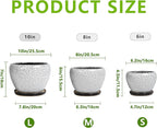 Ceramic Plant Pots Set of 3, 10+8+6 Inch Modern Round Flower Planters with Drainage Holes and Plant Saucers for Indoor Outdoor, Home Garden Room Porch Decor, Plant Lover Gifts, White-Black