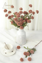Floroom 5pcs Terracotta Faux Silk Mums Artificial Flowers, Bulk Fake Small Mini Chrysanthemums with Stems for DIY Wedding Centerpieces Floral Arrangements Vase Fillers Home Decorations