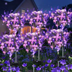 Solar Garden Lights Outdoor, 6 Pack Purple Lavender Solar Butterfly Lights Gardening Gifts for Women,Artificial Flowers Light Purple Halloween Garden Decor for Patio Yard Lawn Christmas